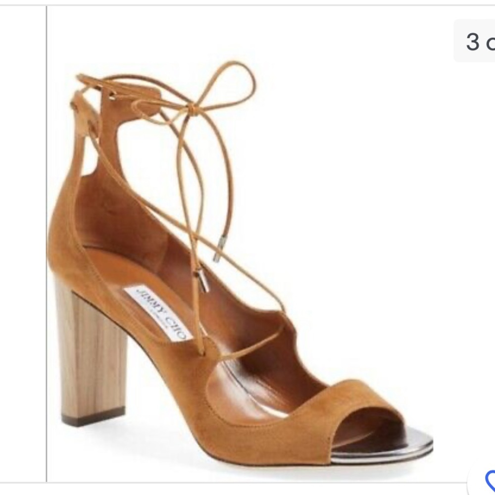 Jimmy Choo Vernie Lace Up Sandal in Tan size 36.5